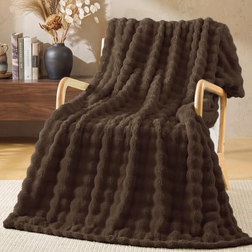 BEDELITE Chocolate Brown 3D Fleece Bubble Twin Blanket for Bed, 60x80 Inch - color: Chocolate Brown, size: Twin(60"x80")