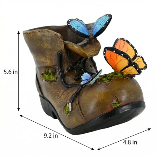 Outdoor Boot Plant Pots Rustic Cute Unique Planters for Indoor Plants - color: Boot Butterfly
