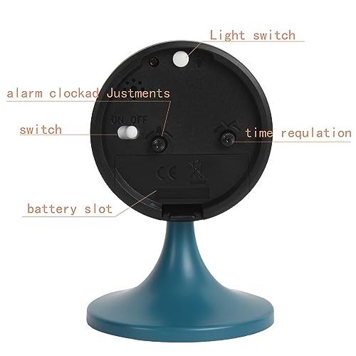 3" Round Quartz Analog Metal Alarm Clock Silent Non Ticking Desk Clock - color: Blue