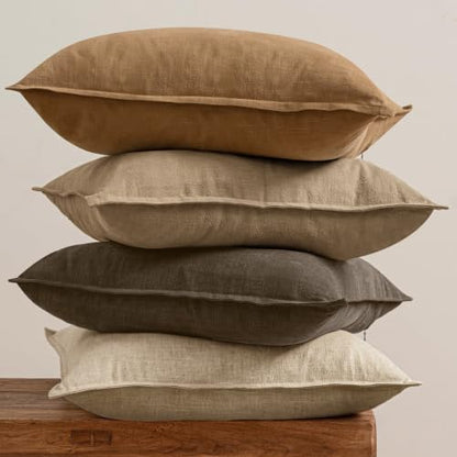 MIULEE Dark Brown Boho Linen Pillow Covers 18x18 Inch Pack of 4 - color: Dark Brown, size: 18" x 18" (Pack of 4)