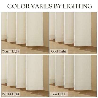 Ivory Cream Grommet Linen Semi Sheer Privacy Curtains 86 Inches Long Drapes - color: Natural, size: 52"W x 86"L (Pack of 2)