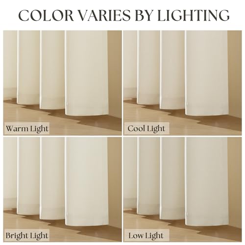 Natural 72 Inches Long Linen Semi Sheer Bronze Grommet Curtains for Bedroom - color: Natural, size: 52"W x 72"L (Pack of 2)