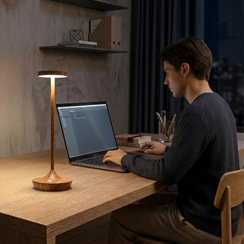 2 Pack Cordless Table Lamps, Rechargeable 6000mAh, 72H Runtime, Waterproof - color: Bamboo Pattern