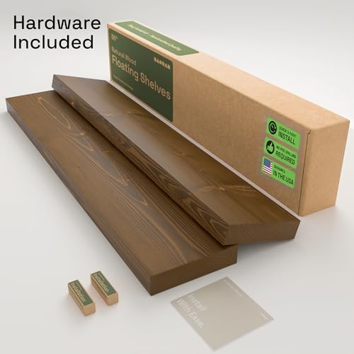 Solid Wood Floating Shelves for Wall 36 Inches Long, Walnut Wooden Shelf - color: Walnut, size: 36 Inch