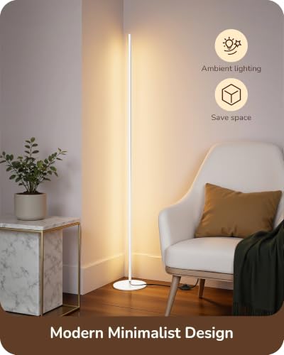 EDISHINE 2 Pack 57.5” Floor Lamps with Remote, Stepless Dimmable & 7 CCT - color: White