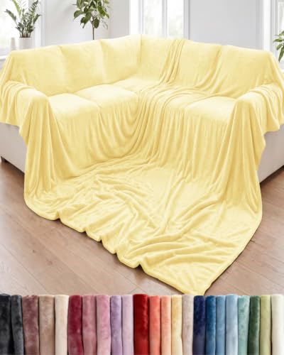 Fleece Blanket Oversized King - Ultra-Soft Flannel Fleece Blanket - Yellow - color: 03 - Yellow, size: Oversized King (120" x 120")