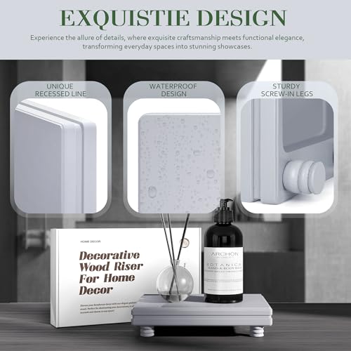 EOSAHR Wood Riser: Farmhouse Display Stand for Kitchen Counter, Gray - color: Gray