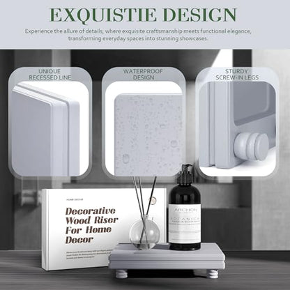 EOSAHR Wood Riser: Farmhouse Display Stand for Kitchen Counter, Gray - color: Gray