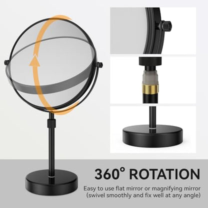 Nicesail Adjustable Tabletop Makeup Mirror Magnified Vanity Matte Black 10X - color: Matte Black-10x