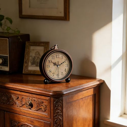 5'' Vintage Alarm Clock, Silent Non-Ticking Battery Operated