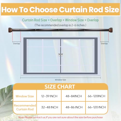 Bronze Curtain Rod 48-84 Inch Heavy Duty Boho Carved Finial - color: Bronze, size: 48-84"