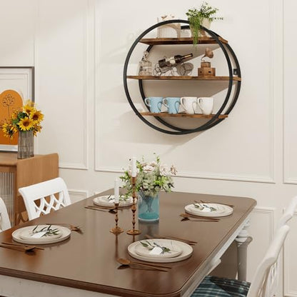Circle Shelf Wall Decor, 3 Tier Decorative Round Wall Shelf - size: Circular