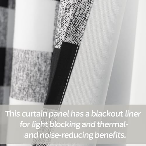 DriftAway Buffalo Plaid Blackout Curtains 1 Panel W50 x L120, Black - color: Black, size: 50"W x 120"L (Pack of 1)