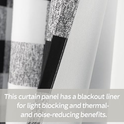 DriftAway Buffalo Plaid Blackout Curtains 1 Panel W50 x L120, Black - color: Black, size: 50"W x 120"L (Pack of 1)