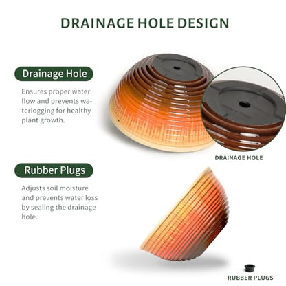 10 Inch Glazed Hanging Planters 2 Pack, Hanging Baskets with Drainage Hole - color: Orange Glaze, size: 10 inch
