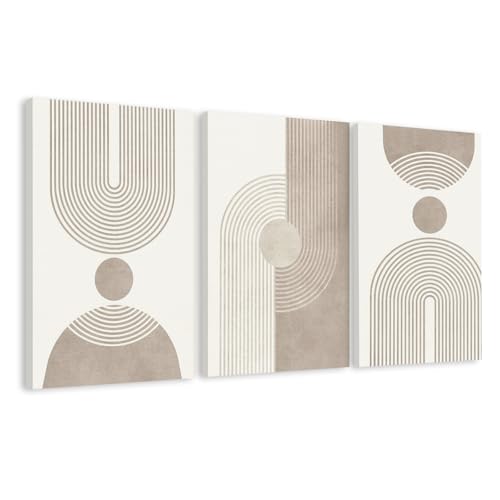 EJPFOGV Triptych Abstract Geometric Wrapped Canvas Wall Art 20x30 inches x3 | Wooden frame, UV-resistant ink, Giclée printing process, Pre-installed hooks make it easy to hang home or office wall decor - color: Geometry, size: 30"L x 20"W