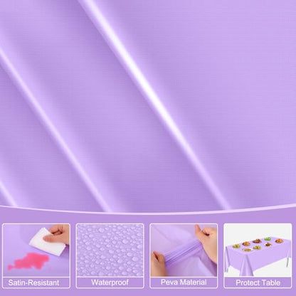 NatNarr 6 Pack Light Purple Tablecloths, Plastic Lavender Table Cloths - color: Light Purple, size: 6 Pack