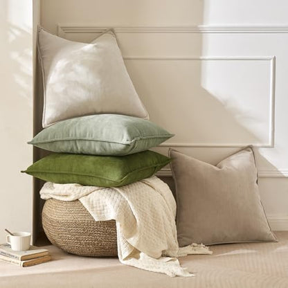 MIULEE Pack of 2 Cream Beige Euro Shams Chenille Pillow Covers 22x22 Inch - color: Cream Beige, size: 22" x 22" (Pack of 2)