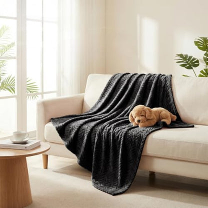 Exclusivo Mezcla Large Fleece Throw Blanket for Couch, Sofa, Black - color: Black, size: Throw ( 50x70 IN )
