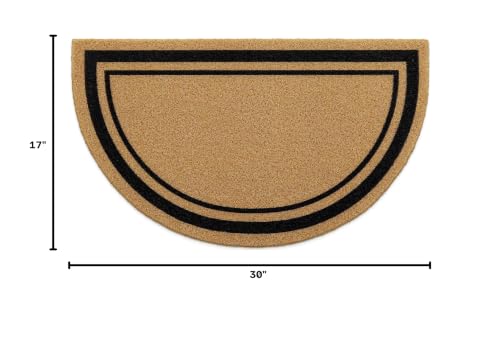 OLANLY Half Circle Door Mat 30x17, Low Profile Doormat (Border) - size: 30" X 17"