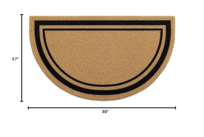 OLANLY Half Circle Door Mat 30x17, Low Profile Doormat (Border) - size: 30" X 17"