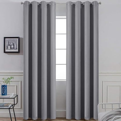 Yakamok Grey Room Darkening Curtains 52x84 inch Gray Grommet-Living Room - color: Grey, size: 52"W x 84"L (Pack of 2)