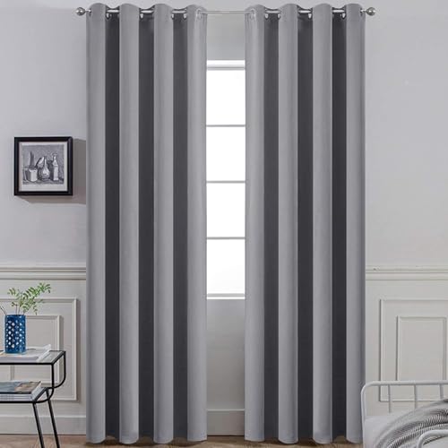 Yakamok Grey Room Darkening Curtains 52x84 inch Gray Grommet-Living Room - color: Grey, size: 52"W x 84"L (Pack of 2)