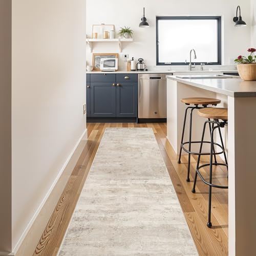 3x10 Washable Hallway Runner Rug - Indoor Modren Abstract Kitchen Carpet with Non Slip Backing Home Decor Long Rugs for Bedroom Laundry Entryway Ultra Soft Floor Mat for Bathroom 3x10 Beige - color: Beige, size: 3' x 10' (Runner)