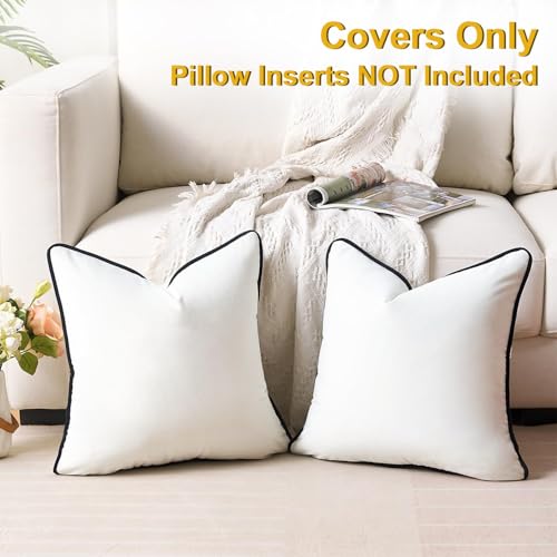 White Throw Pillow Cover Velvet Cushion Covers 16x16 Pillow Covers Set of 2 Soft Luxury Throw Pillow Cover Boho Double-Colored Cushion Case with Invisible Zipper for Couch Sofa Bedroom Car Decor - color: White, size: 16" x 16" (Pack of 2)