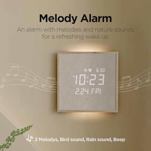 mooas Wooden Frame LED Silent Wall Clock (Wooden Frame Light Brown) - color: Wooden Frame Light Brown