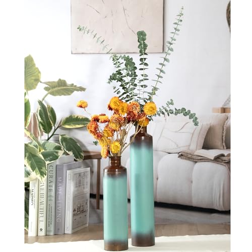ANDALUCA Set of 3 Decorative Turquoise Bronze Vases