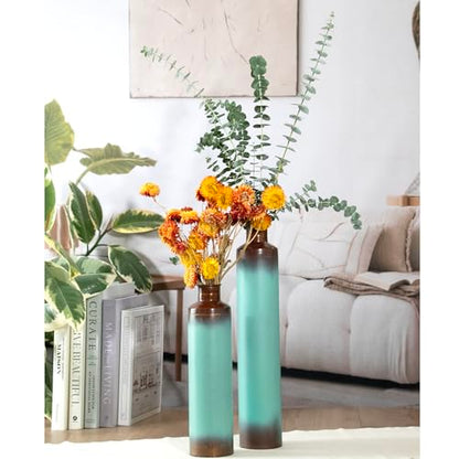 ANDALUCA Set of 3 Decorative Turquoise Bronze Vases