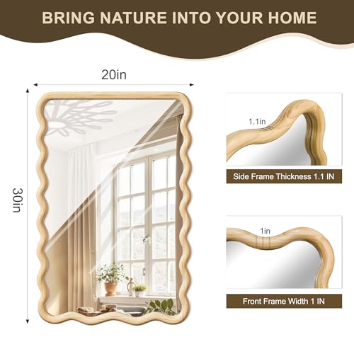 Wavy Mirror for Wall, 30"x20" Bathroom Vanity Mirror - size: 30"L x 20"W