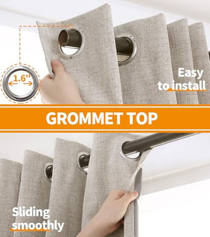 YoungsTex Oatmeal Linen Blackout Curtains for Bedroom 38 X 63 Inch - color: Oatmeal, size: 38"W x 63"L (Pack of 2)