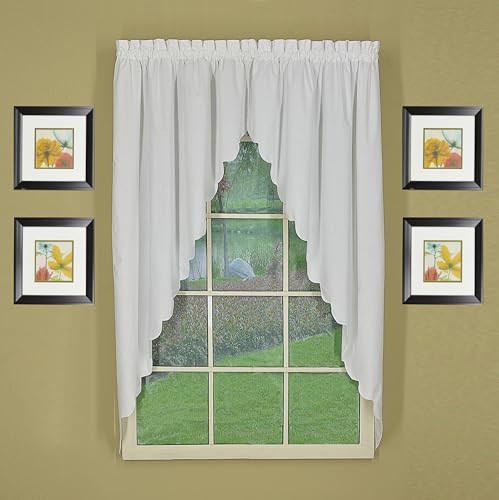 Today's Curtain, Orleans Scallop Curtain, White 63" Swagger Pair, 80" W x 63" L, White - color: White, size: 80"W x 63"L (Pack of 1)