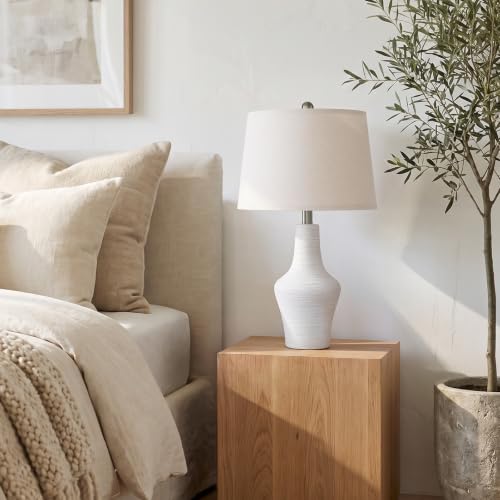 23" Farmhouse Ceramic Table Lamp Modern Bedside Lamps Off-White - color: 23.25" Single - Off-White