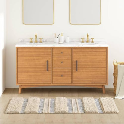 INK+IVY Asher Non-Slip Bath Rug Absorbent Quick Dry Striped, 22 x 58, Navy - color: Navy, size: 1'10" x 4'10" (Rectangular)