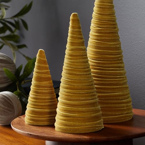 Your Heart's Content Set of 3 Gold Velvet Trees (Gold) - color: Gold