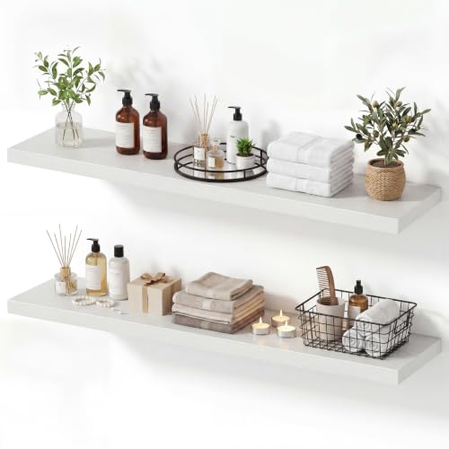 Vivelove 10 Inch Deep Floating Shelves 40” Set of 2, White - color: White, size: 40”wx10.2”dx1.5”h
