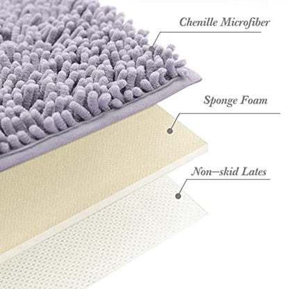 Non-Slip Bath Rug,Extra Soft Microfiber Bedroom Shag Carpet with Anti-Slip Backing,Water/Dust Absorbent Fast Dry Shower Mat,Sound Insulated Stairs Pad,Machine Washable (Grey,19 x 31 Inches) - color: Grey, size: 19"x31"