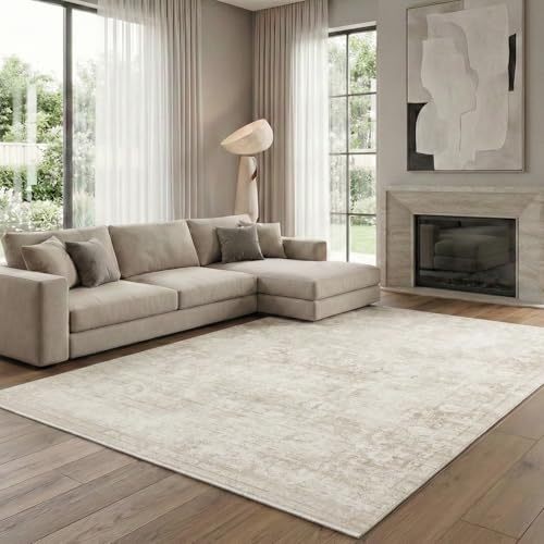 Homemate Washable Rug 5x7 Area Rugs - Vintage Rugs for Living Room - color: Beige, size: 5x7 ft