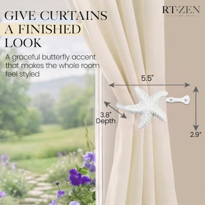 RTZEN Metal Curtain Tiebacks, Drapery Holders for Wall, 2 Pcs - size: Medium, style: Starfish - W