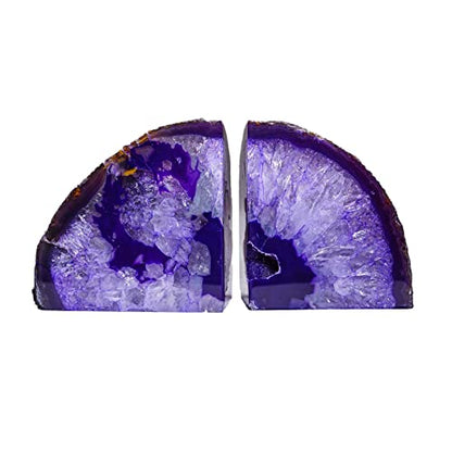 AMOYSTONE Purple Agate Bookends, Small Crystal Book Ends for Bedroom Shelves - color: Purple, size: 2-3 Pounds