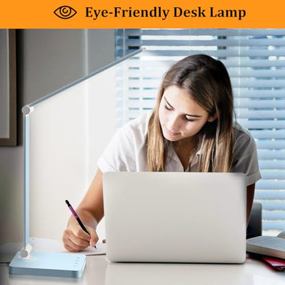LED Desk Lamp with USB Ports,Touch Desk Lamps for Home Office with 5 Modes - color: Blue