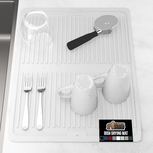 GORILLA GRIP Patented BPA-Free Silicone Dish Drying Mat, 18x16, White - color: White, size: 18" x 16", style: Silicone