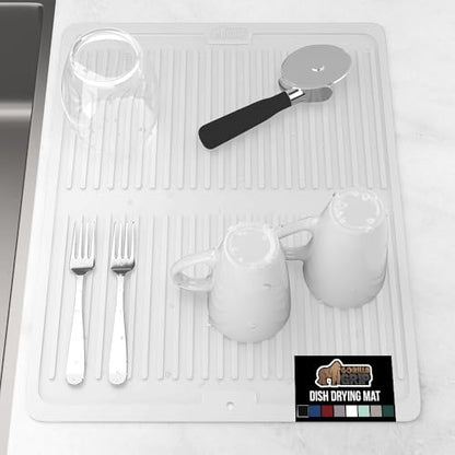 GORILLA GRIP Patented BPA-Free Silicone Dish Drying Mat, 18x16, White - color: White, size: 18" x 16", style: Silicone