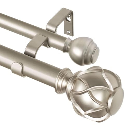 KAMANINA Double Curtain Rod 36 to 72 Inch, Adjustable Rods, Champagne Gold - color: Champagne Gold, size: 36-72"