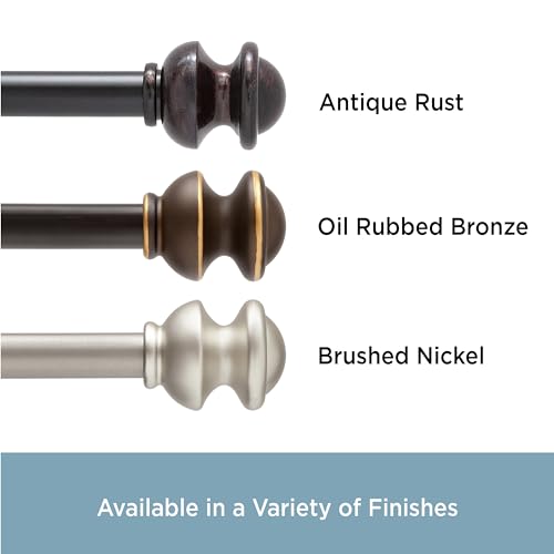 Kenney Kendall Knob Window Curtain Rod, Adjustable 30 to 86 Inch Extendable Rod Set, Brushed Nickel - color: Brushed Nickel, size: 30-86"