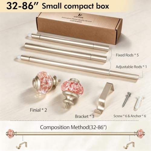 USFOOK Curtain Rods for Windows 48 to 84, Rose Gold - color: Rose Gold, size: 48-84"