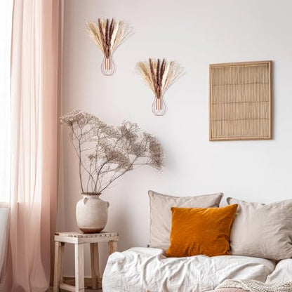 Otoolling Boho Wall Decor Set of 2, Rose Gold, Pampas - color: Rose Gold, style: Pampas